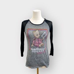 DISNEY MARVEL Guardians of the Galaxy Baby Groot Grey Tee Shirt. (Sz XS)